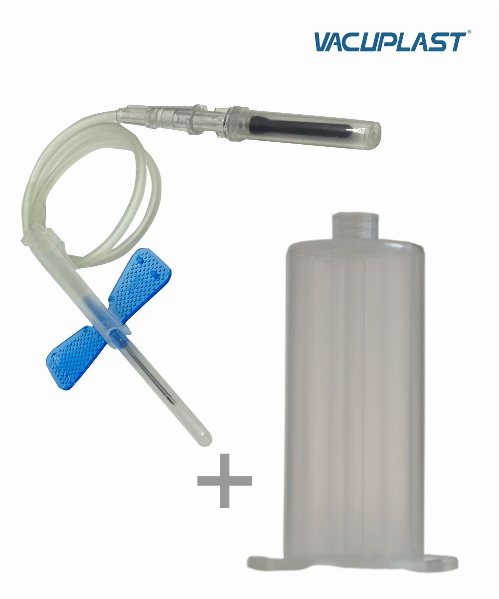 Conjunto escalpe de segurança para coleta a vácuo 23G com tubo de 7